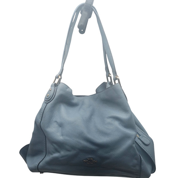 Coach 57125 Edie Turnlock Chambray Blue Triple Compartment Shoulder Bag - Picture 1 of 16